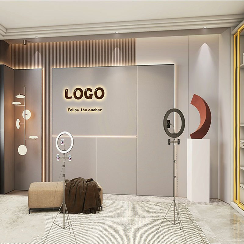 网红感美妆主播背景墙壁布3d酒店风轻奢女装店直播间装修墙纸