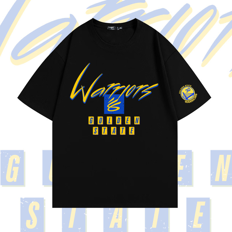 篮球体育勇士队库里球迷纯棉短袖t恤男夏季潮宽松落肩半袖上衣服