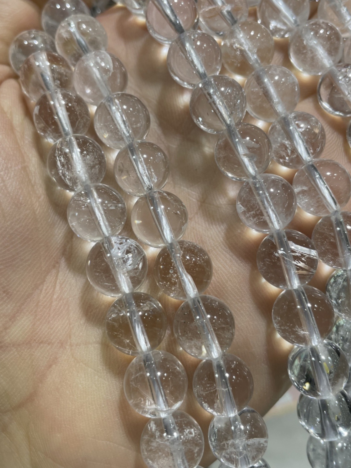 天然4a级白水晶自然冰裂爆花白阿塞 水晶手链手串珠子diy配饰散珠