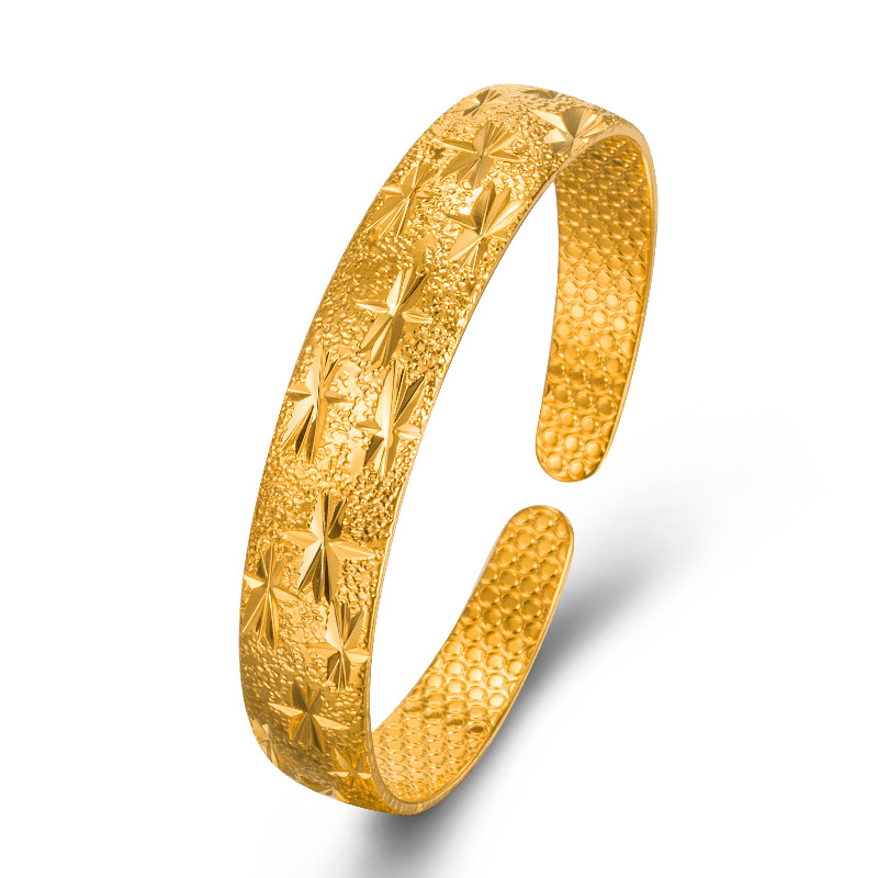 闪耀开口精品镀金满天星手镯 真空电镀星空手环仿黄金婚庆首饰品