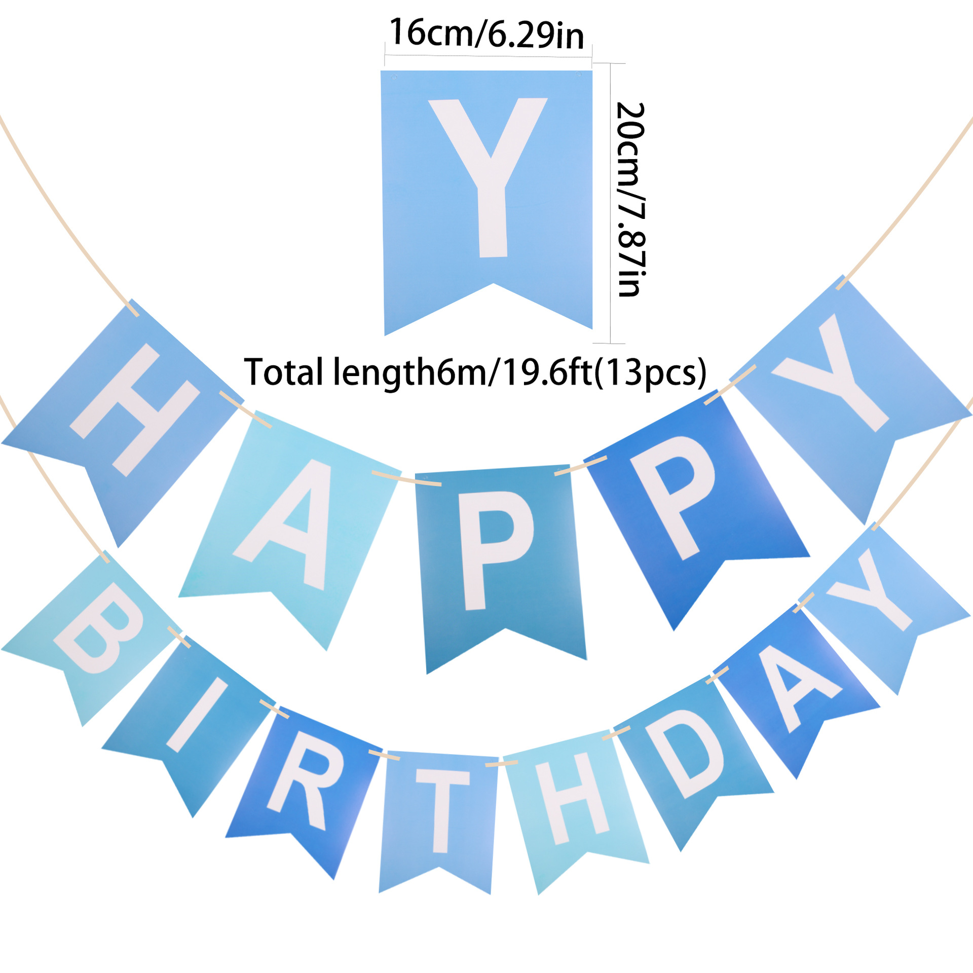 生日鱼尾拉旗彩旗横幅宝宝周岁儿童派对趴体装饰背景墙场景布置