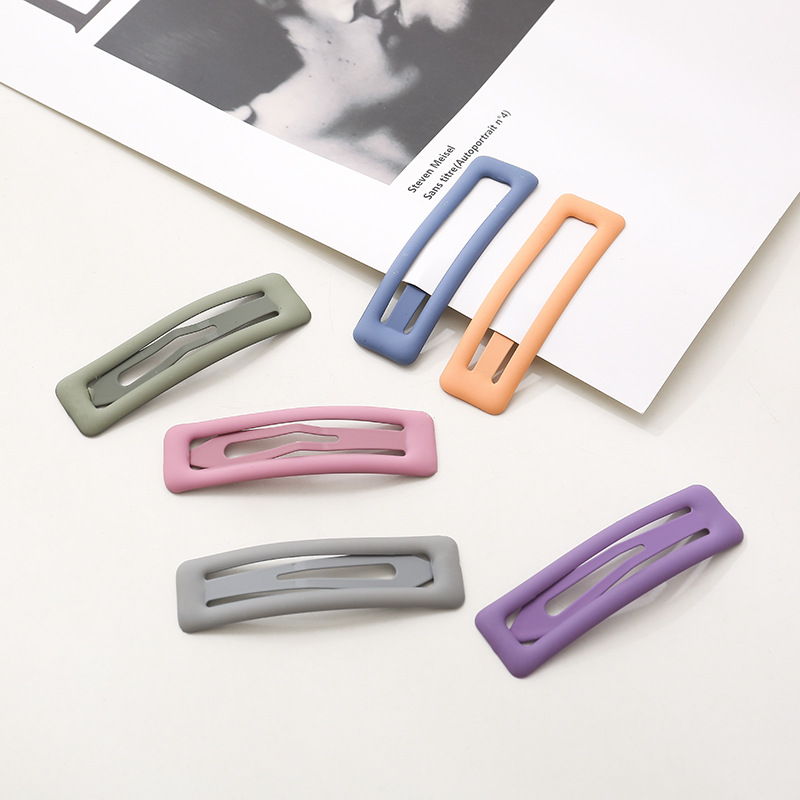 MIZI 7cm Korean Style Paint Epoxy Color Rubber Paint Square Clip Ins Girl Hair Accessories Hairpin Side Clip Bang Clip