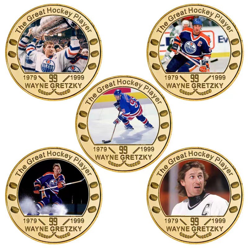 冰球运动员 韦恩格雷茨基纪念币 金币 镀金压铸徽章收藏奖牌纪念