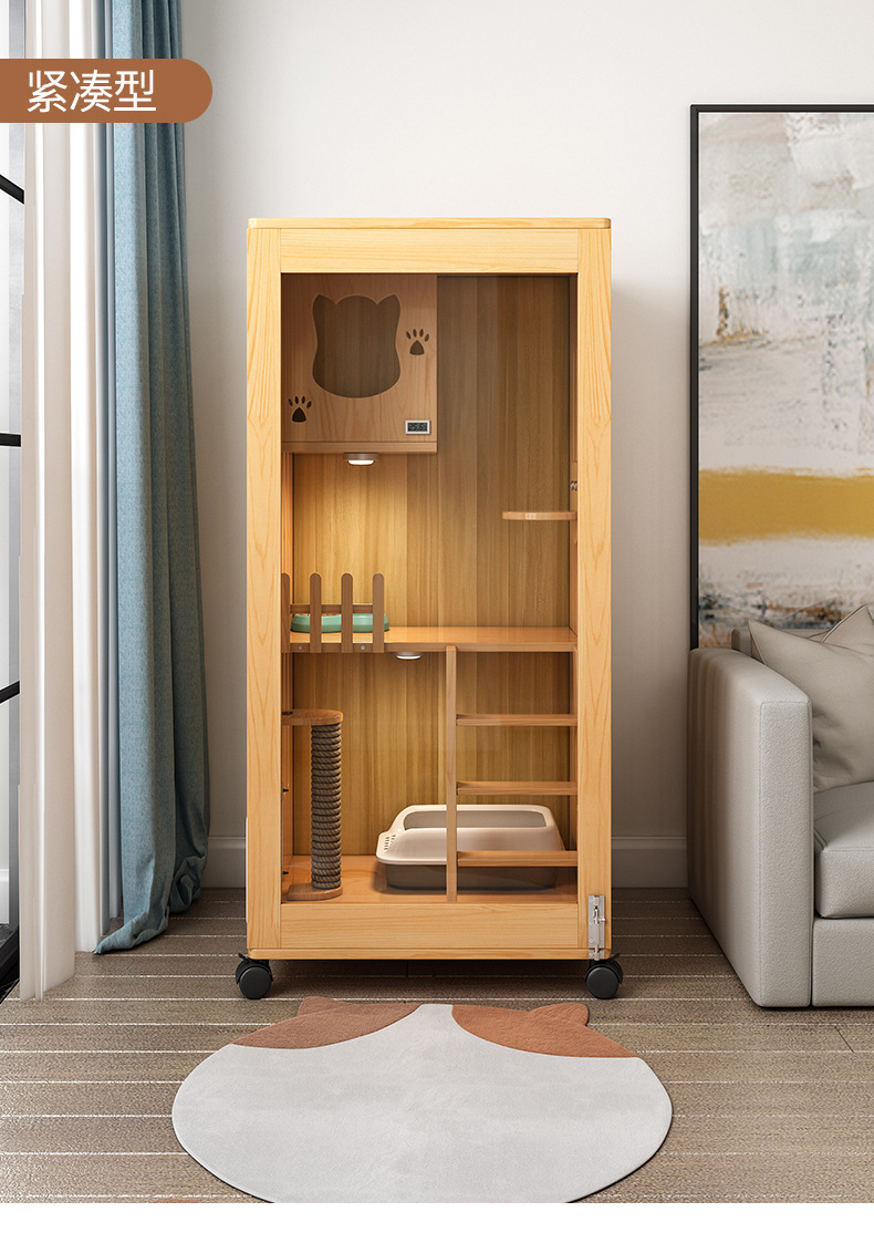 猫笼木制宠物店猫柜木质日系猫别墅猫舍猫屋家用室内实木大型豪华