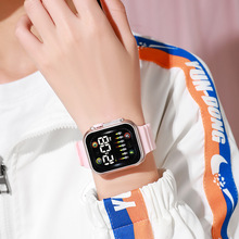 新款韩版LED学生电子表方形按键时尚彩灯男女情侣运动手表