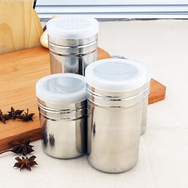 304不锈钢撒粉罐调味罐 花式咖啡撒粉器 可可粉撒粉筒 网纱状网筛