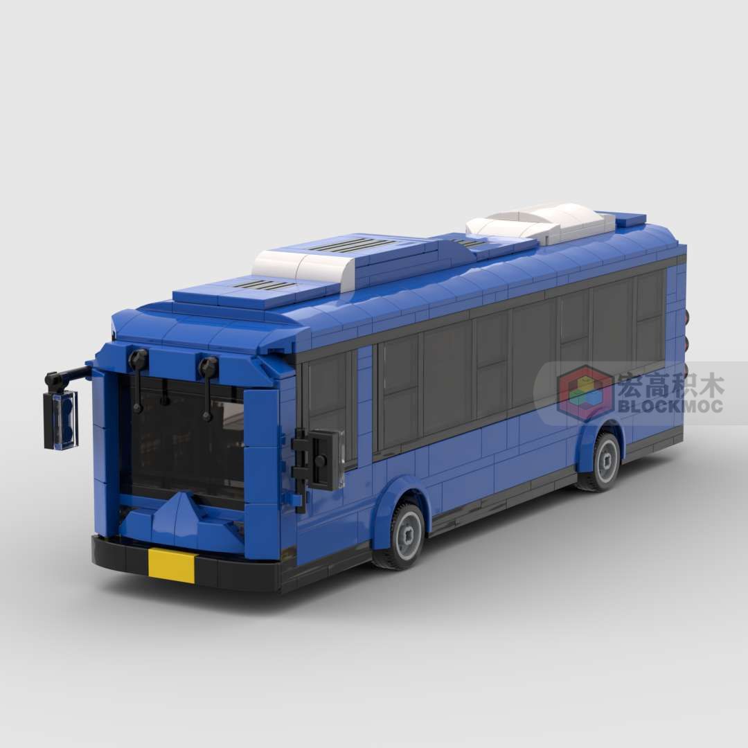城市公交车大巴车moc兼容乐高小颗粒益智拼装儿童积木玩具批发