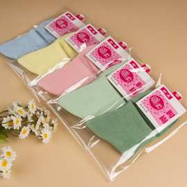 莫迪兰色系女中筒薄款彩色系马卡龙纯色女中筒独立包装袜子厂家