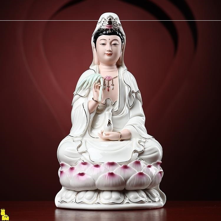 雕刻吊坠a货翡翠三色共生观音菩萨雕刻翡翠花卉盆栽绿萝植物文竹发财