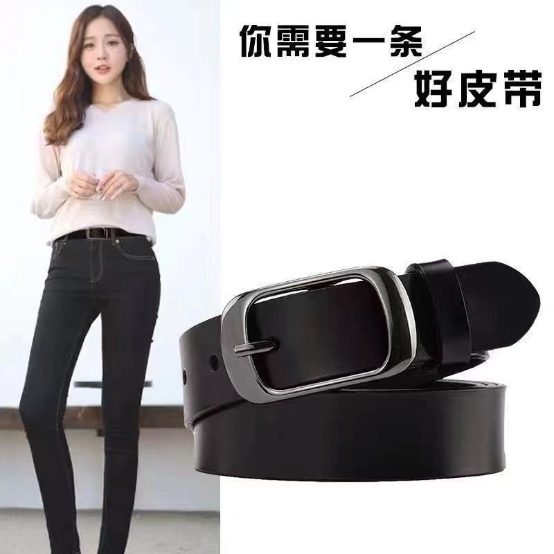 2023 new women‘s belt fashionable simple jeans with trendy four seasons black pin buckle belt wholesale