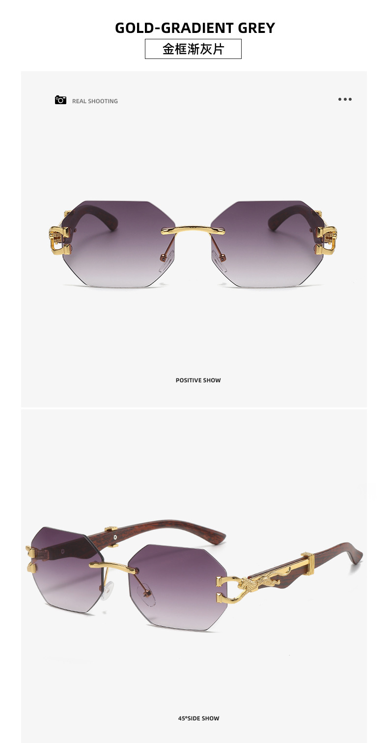 New retro wood-grain leopard temple sunglasses for men, European and American square frame driving cheetah decorative sunglasses for cross-border wholesale pic 7