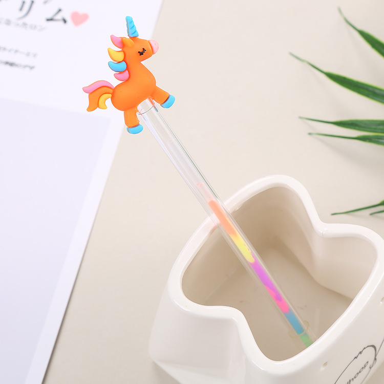 Creative Stationery Unicorn Highlight Pink Pen Student Multi-Color Fluorescent Pen Cute Flamingo Color Gel Pen