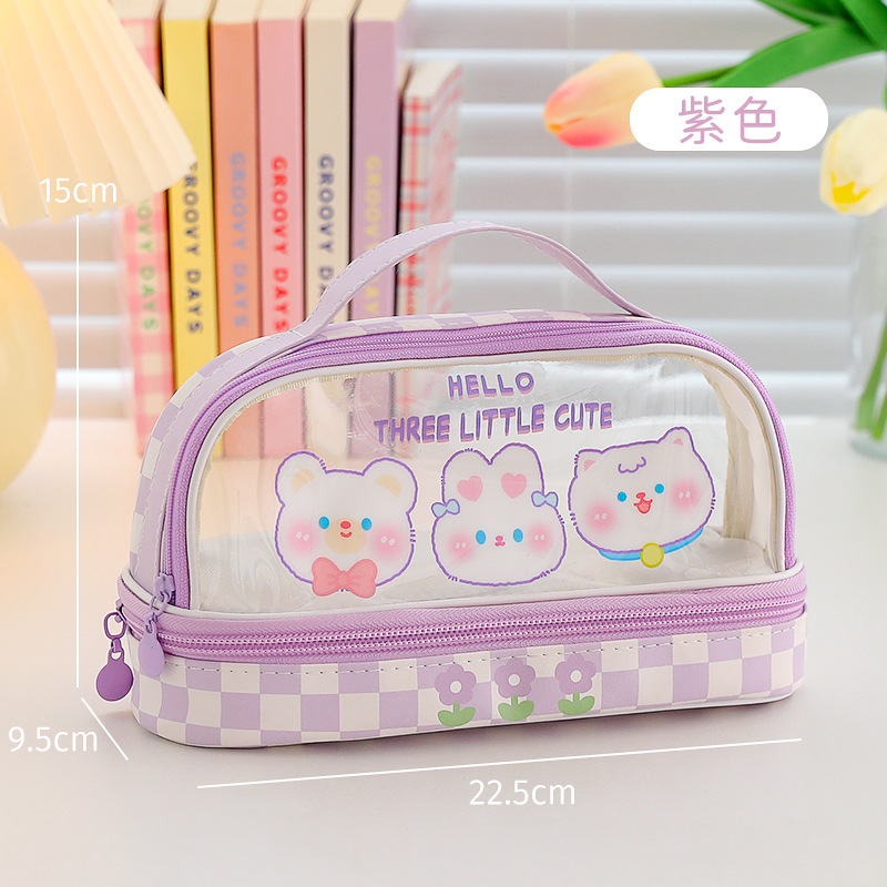 Opening Season Cartoon Large Capacity Pencil Case Wholesale Student Handheld Pencil Case Storage Bag Cute Cosmetic Bag Stationery Box