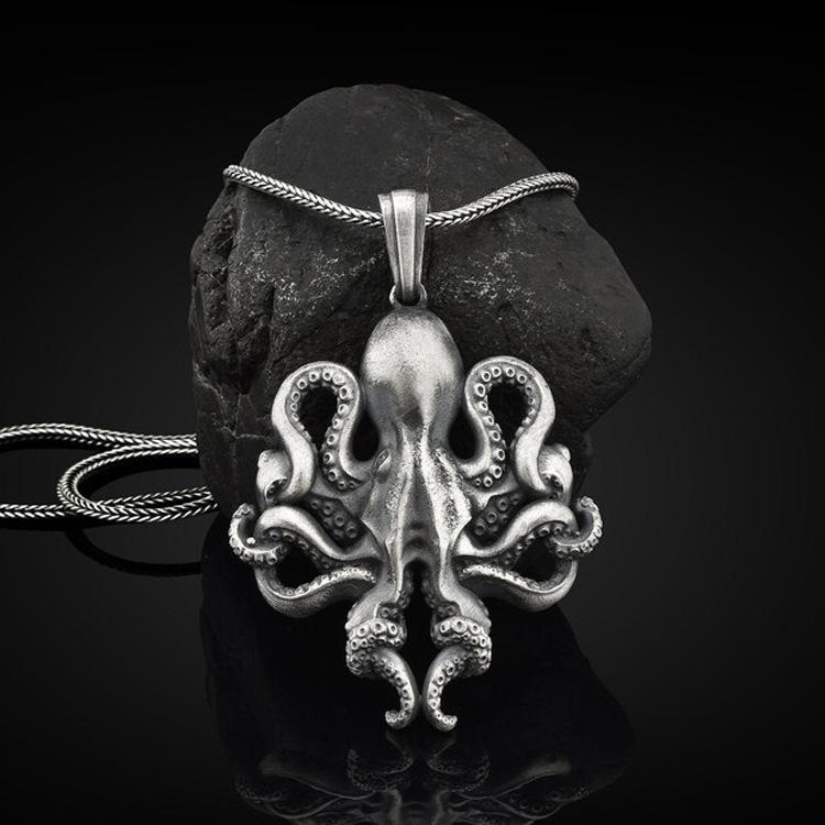 跨境爆款克苏鲁章鱼海怪项链朋克摇滚吊坠男女复古饰品厂家批发
