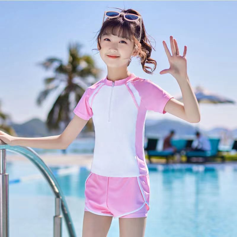 儿童泳衣女童新款分体公主裙中大童游泳衣女孩可爱学生专业游泳装