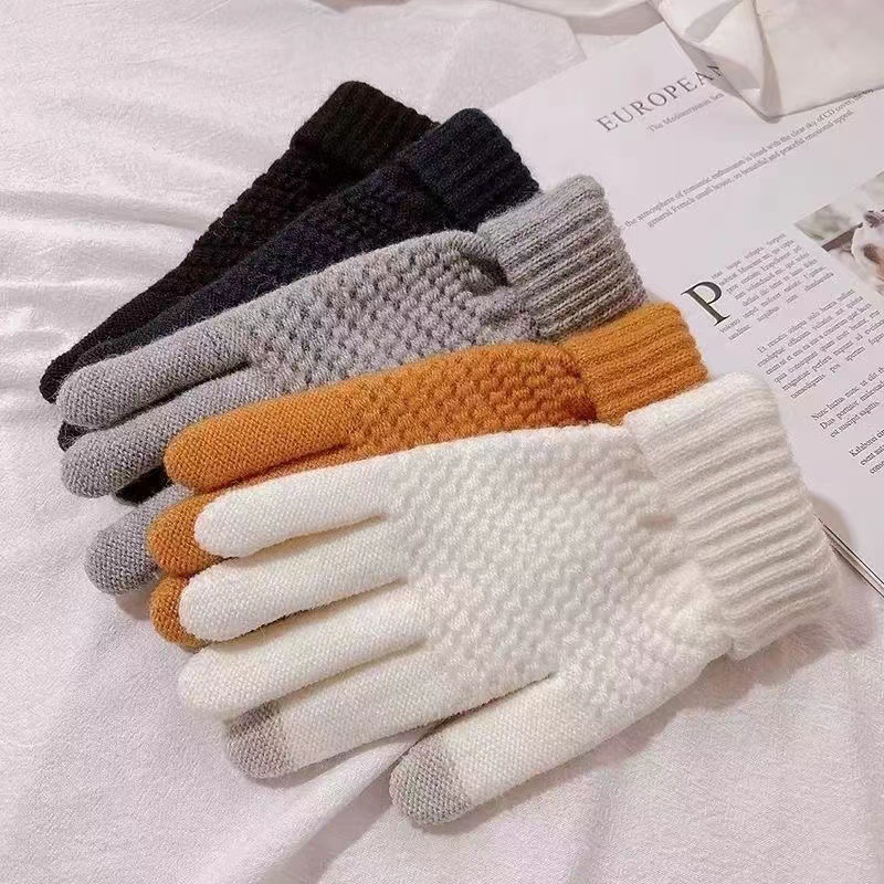 Seconds Heating Gloves Winter Cute Student Korean-Style Touch Screen Fleece Lined Padded Warm Keeping Cold-Proof Five-Finger Gloves Cycling