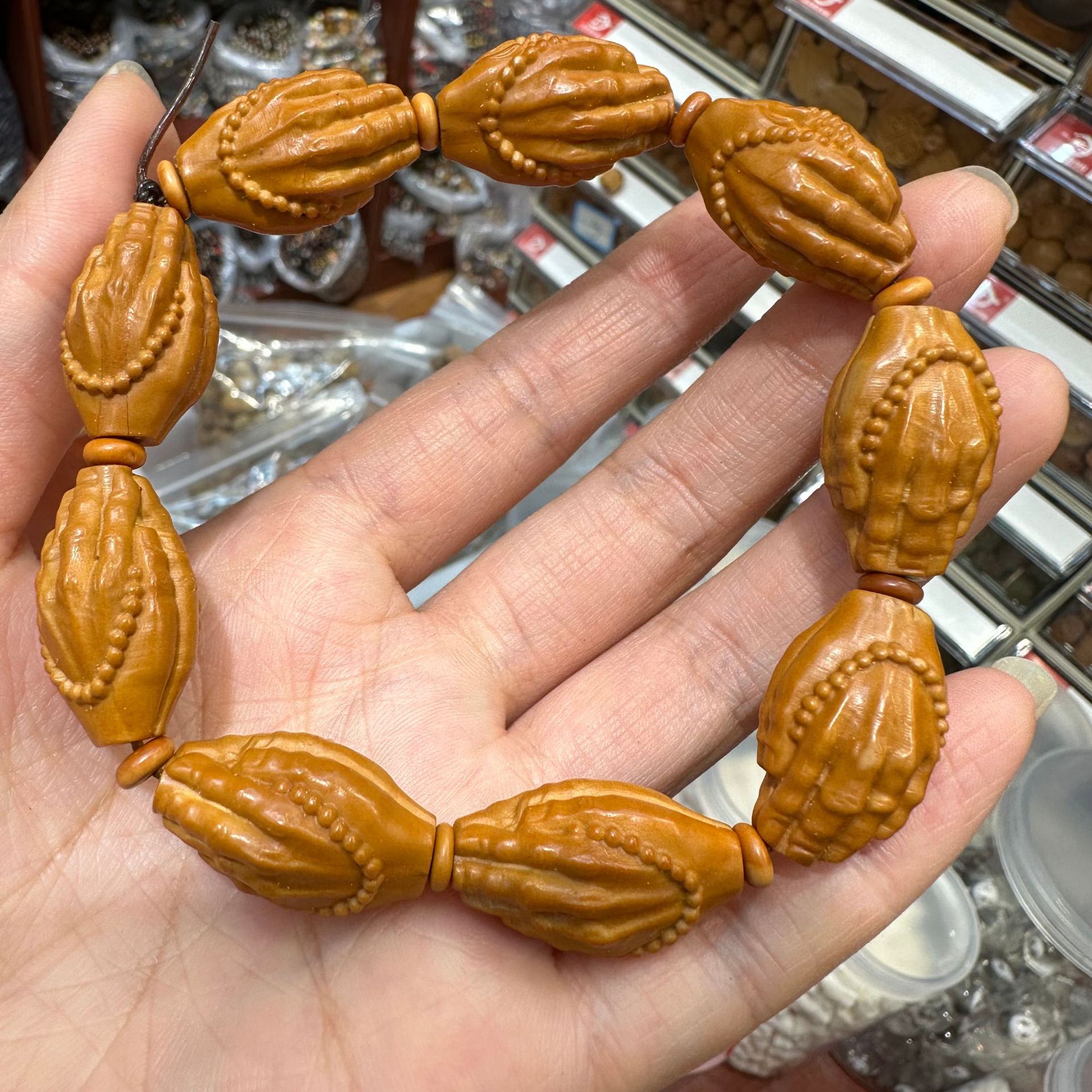橄榄核单粒佛手手工串珠文玩双手合十佛珠男女款手串-阿里巴巴
