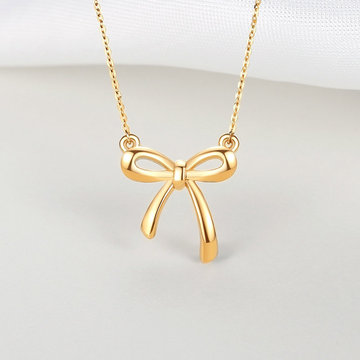 18k金项链 女金项链 蝴蝶结时尚k金项链 套链 女金项链批发