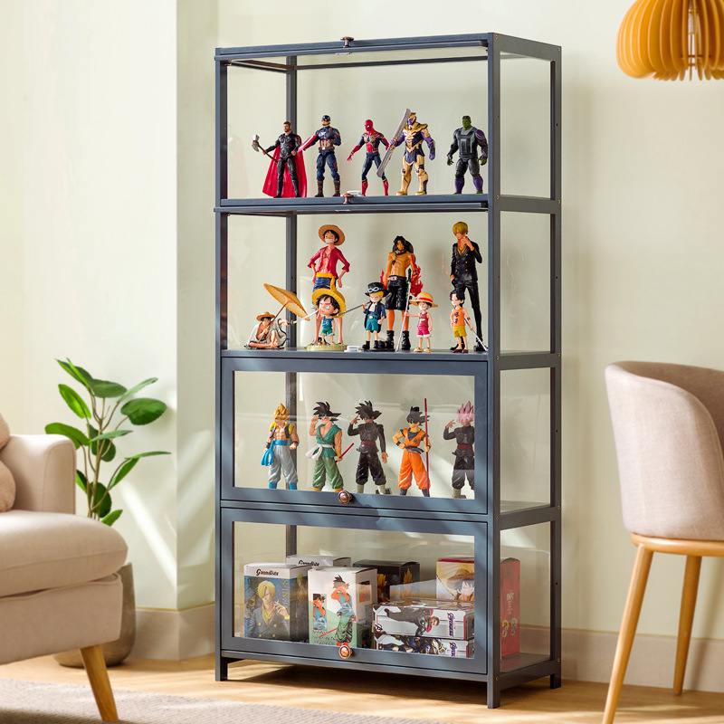 Hand-Made Display Cabinet Imitation Glass Transparent and Dustproof Showcase Lego Toy Acrylic Storage Box Bookcase Shelf