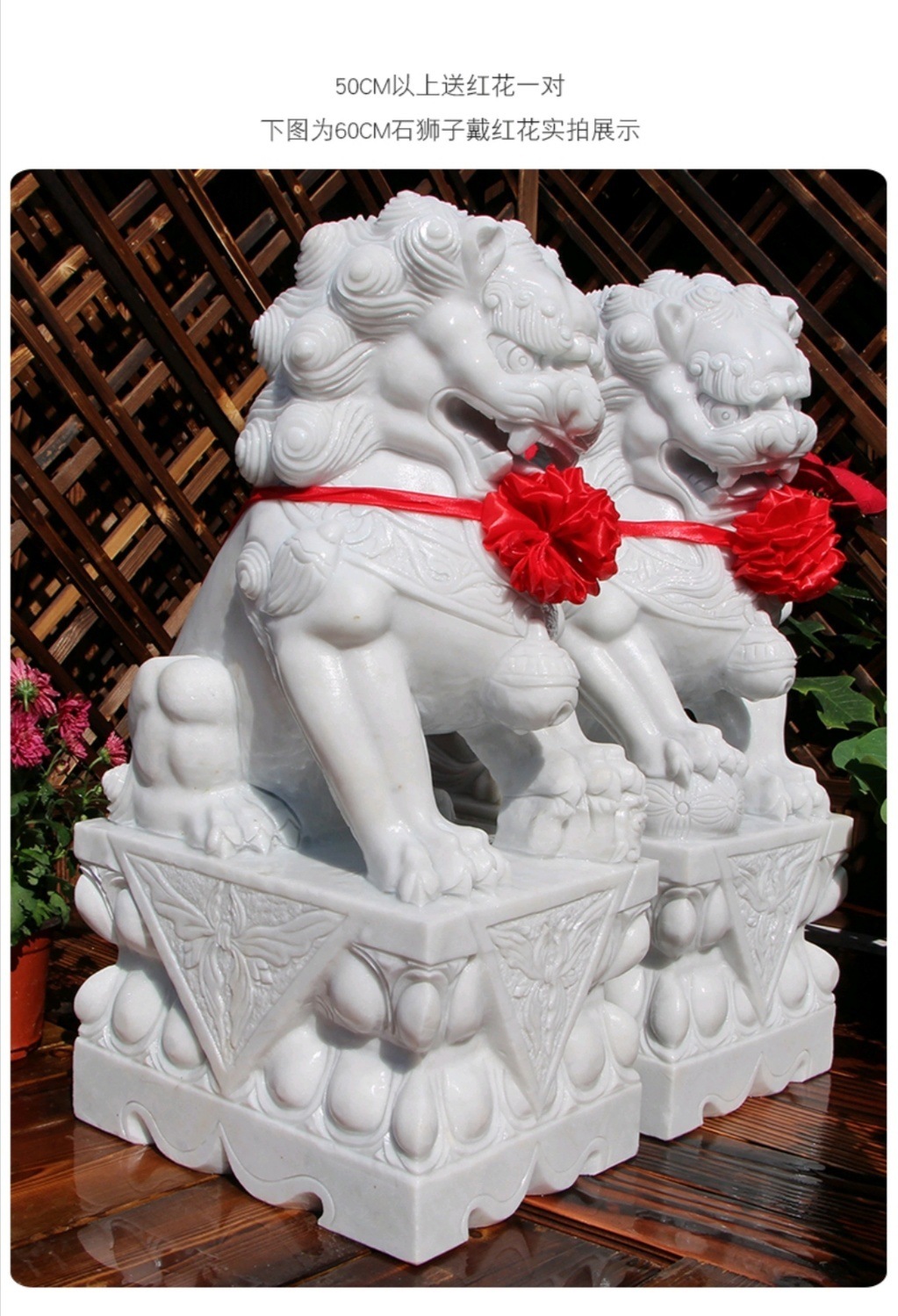汉白玉狮子一对门口看门家用墓地祭祀风水石头青石石狮子摆件