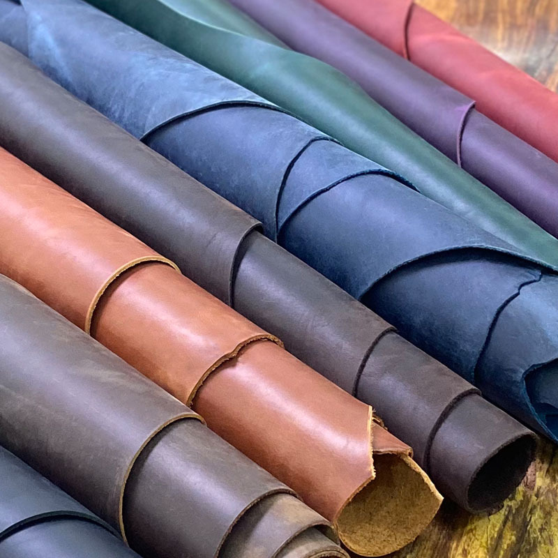 定制加工生产批发黄牛高品质疯马皮箱包鞋材皮料头层牛皮手工diy