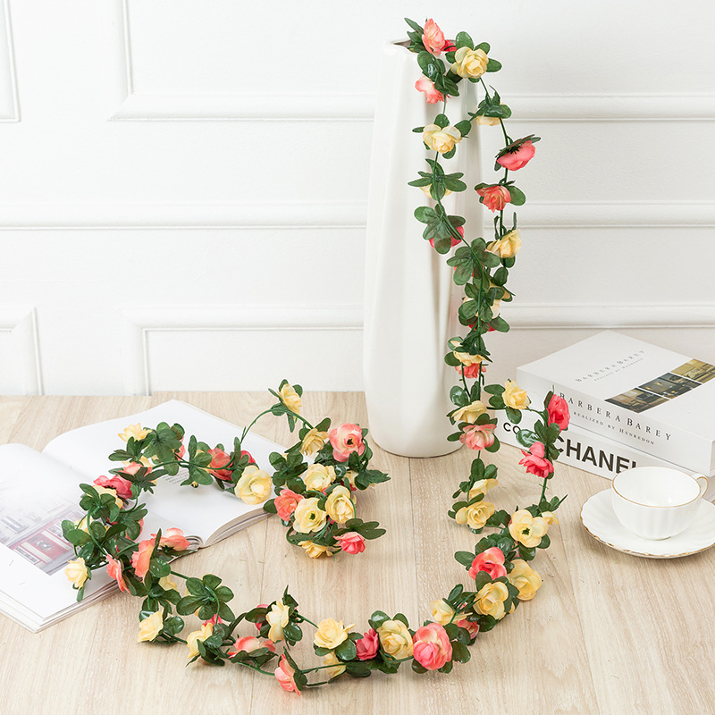 Artificial Flower Rose Vine Home Living Room Decoration Ceiling Rattan Wedding Winding Artificial Flower Wall Hanging Peony Vine