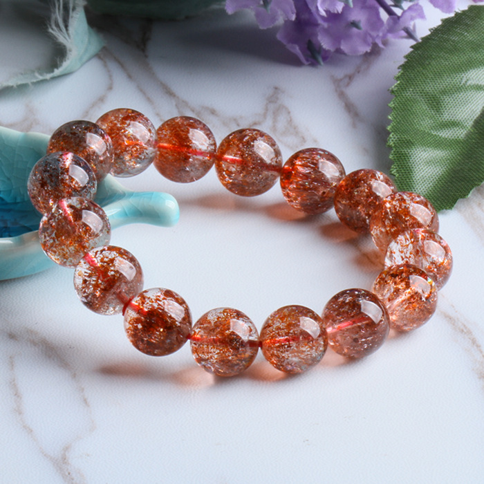 天然金草莓晶超七水晶手串手链 三轮骨干 收藏级