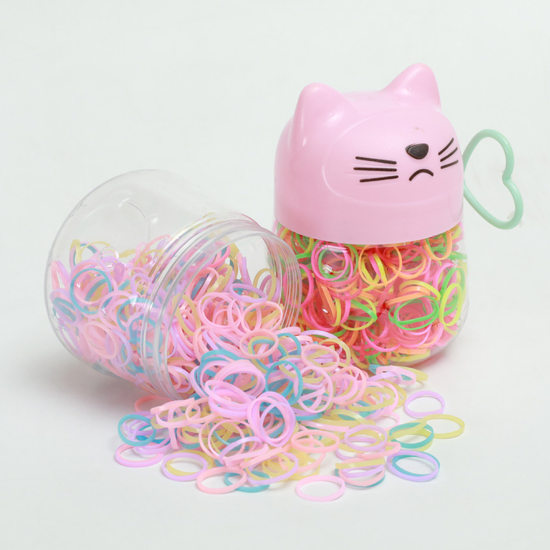 New Cute Cat Disposable Color Strong Pull Constantly Children's Hair Band Thickened Baby Does Not Hurt Hair Small Rubber Band