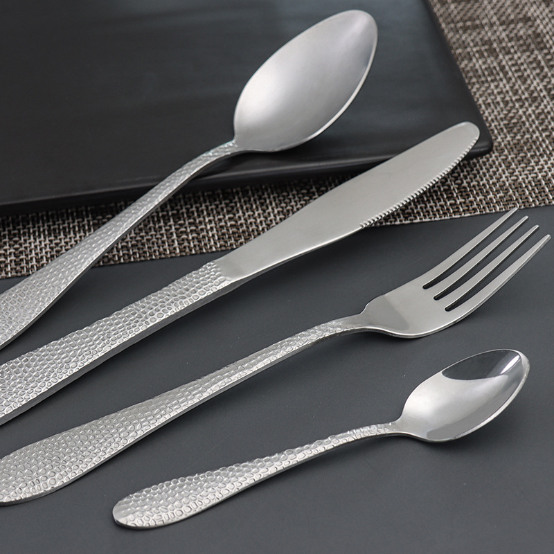 Stainless Steel Western Food Knife Fork Spoon Creative Novel Snake Skin Hammer Pattern Hotel Household Steak Knife Main Meal Spoon Fork