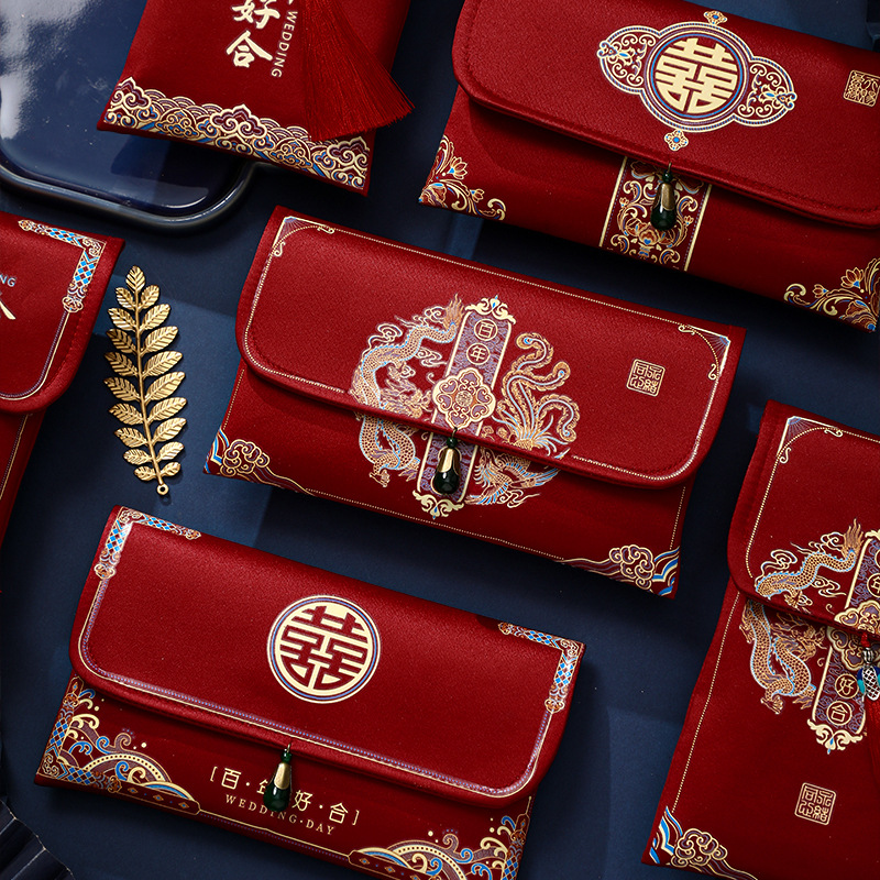 red envelope wedding special 2023 new wedding lucky money wedding bag ten thousand yuan personalized creative universal cloth red pocket for lucky money