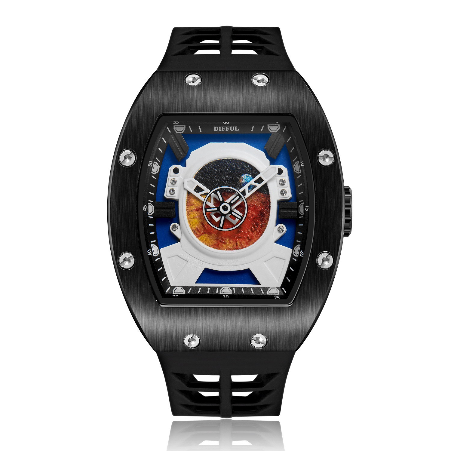 新款上市 difful品牌新款男士酒桶型手表 理查男士时尚宇航员手表