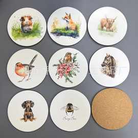 软木杯垫隔热密度板餐垫礼品套装杯垫中纤板杯垫广告促销杯垫定制