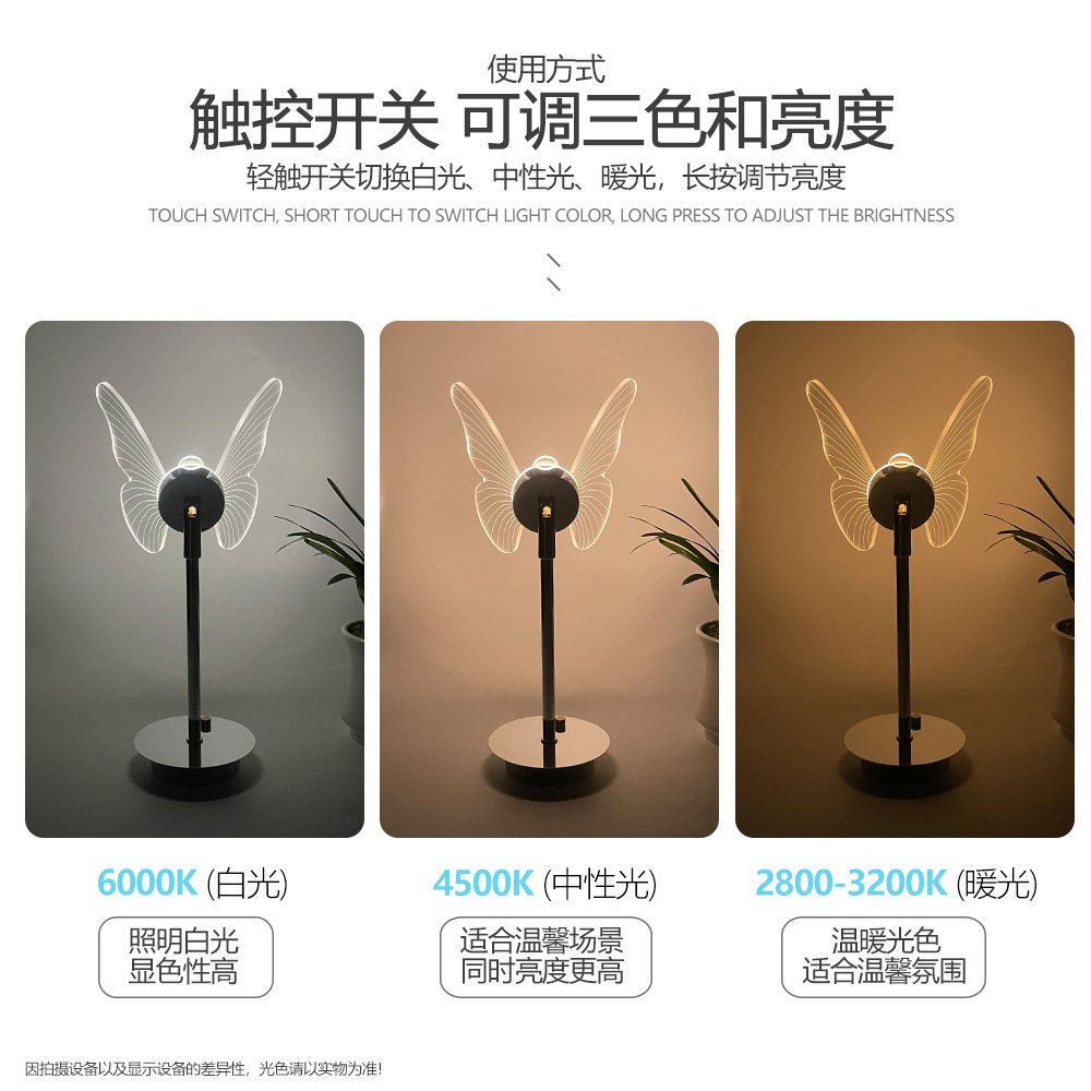 Lotus Leaf Table Lamp Cross-Border Ins Warm Small Night Lamp Creative Transparent Acrylic Metal Ambience Light Bedroom Outdoor Lamp