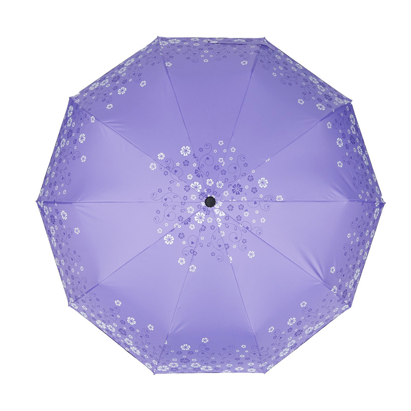 Vinyl Automatic Umbrella Creative Sunscreen Triple Folding Umbrella Small Flower Automatic Rain Or Shine Dual-Use Umbrella Advertising Umbrella Spot