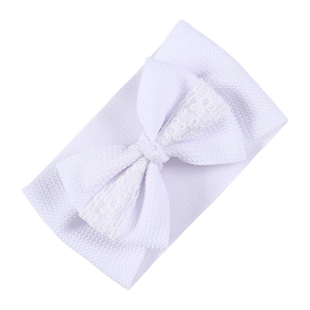 European and American Stock Big Bow Polyester Seersucker Lace Headband Children Headwear Baby Care Door Hair Band