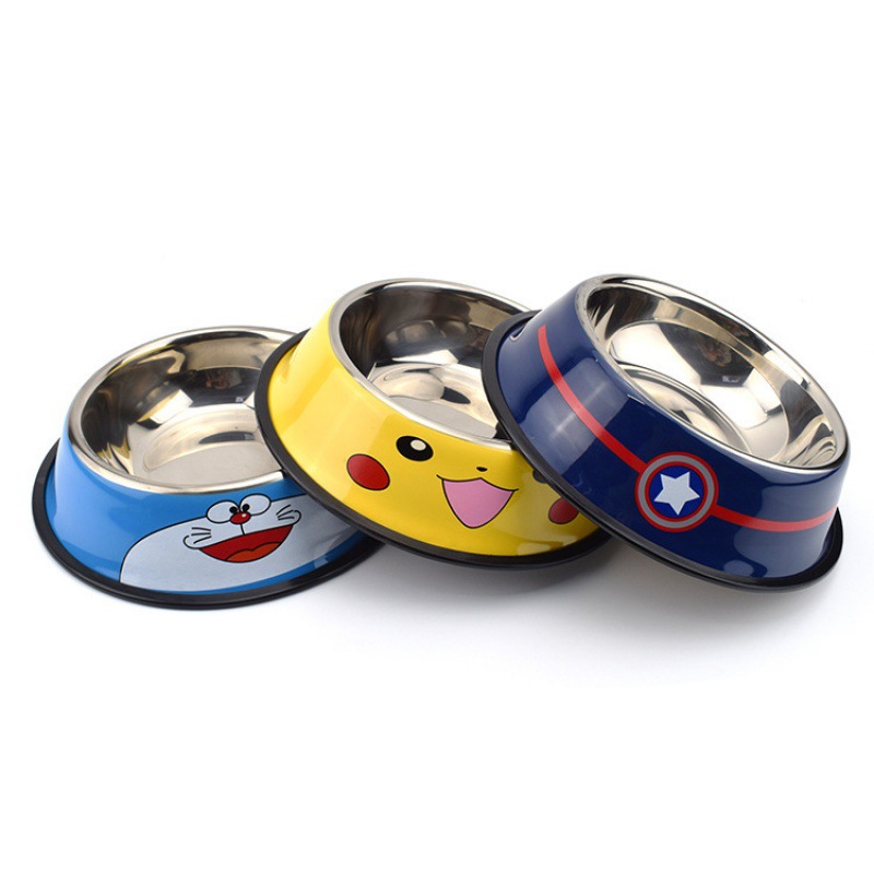 Dog Bowl Pet Bowl Teddy Bichon Dog/Cat Bowl Cartoon Stainless Steel Dog Food Bowl Pet Bowl Feeder