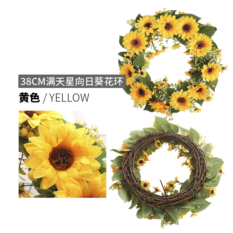 Bilotis Living Room Lintel Simulation SUNFLOWER Garland Shopping Window Decoration Simulation Fake Sunflower Rattan