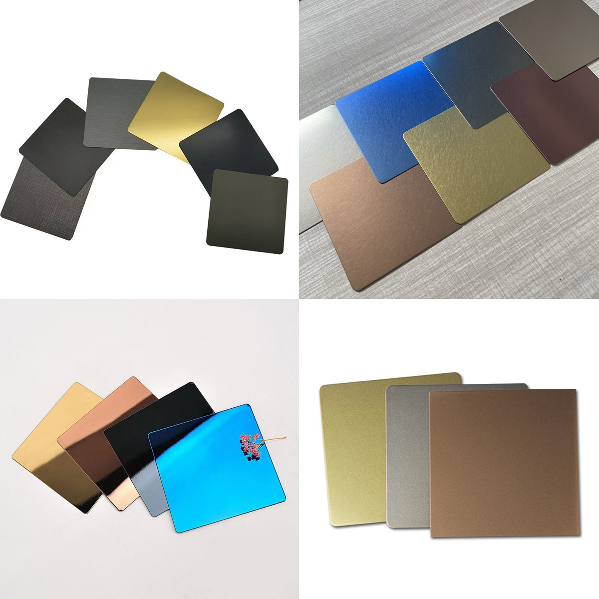 304不锈钢板 拉丝镜面喷砂乱纹玫瑰金香槟金黑钛金镀铜不锈钢板