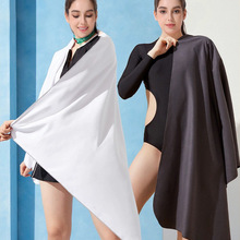 2024跨境双面绒速干沙滩巾纯色超细纤维运动毛巾沙滩游泳浴巾