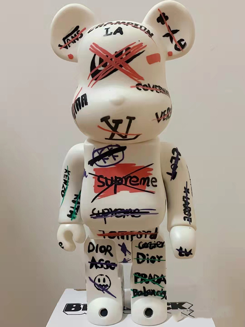 大号diy暴力熊积木熊涂鸦流体画白胚涂鸦非石膏娃娃搪胶玩具批发