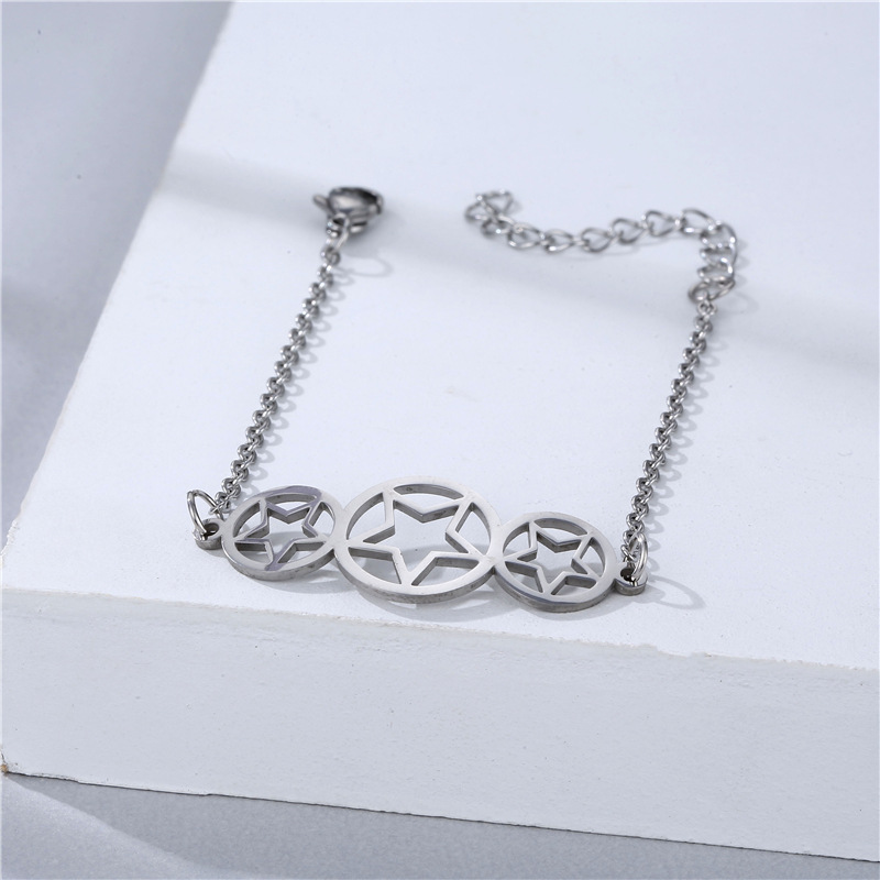 304 Stainless Steel Bracelet European and American Glossy XINGX Bracelet Hand Card Cross-Border Amazon Fashion Five-Pointed Star Hand Jewelry