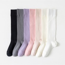 白色小腿袜子女ins潮春夏新款日系jk纯色竖条显瘦粉色甜美堆堆袜