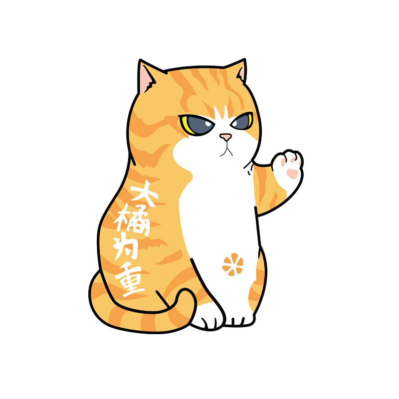 可爱卡通猫咪大橘为重图案热转印服装辅料衣服贴柯式熨烫贴烫画贴
