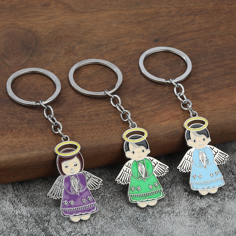 现货批发创意送礼小礼品可爱卡通小天使女孩系列钥匙扣汽车挂件