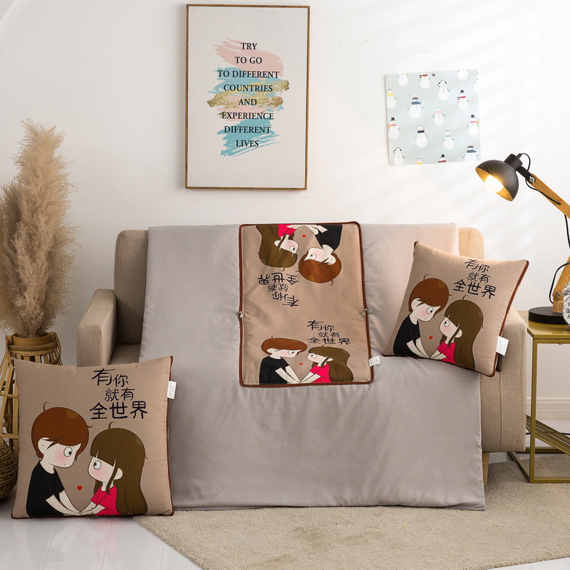 爆款汽车抱枕被子两用卡通办公室午休空调被沙发靠垫被车载枕头被