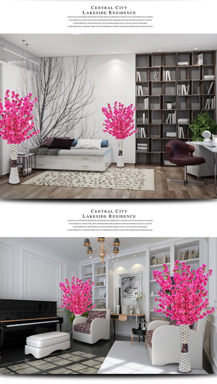 Short and Long Peach Blossom Artificial/Fake Flower Living Room Decorative Ornaments Chimonanthus Silk Flower Peach Blossom Fake Trees Factory Wholesale