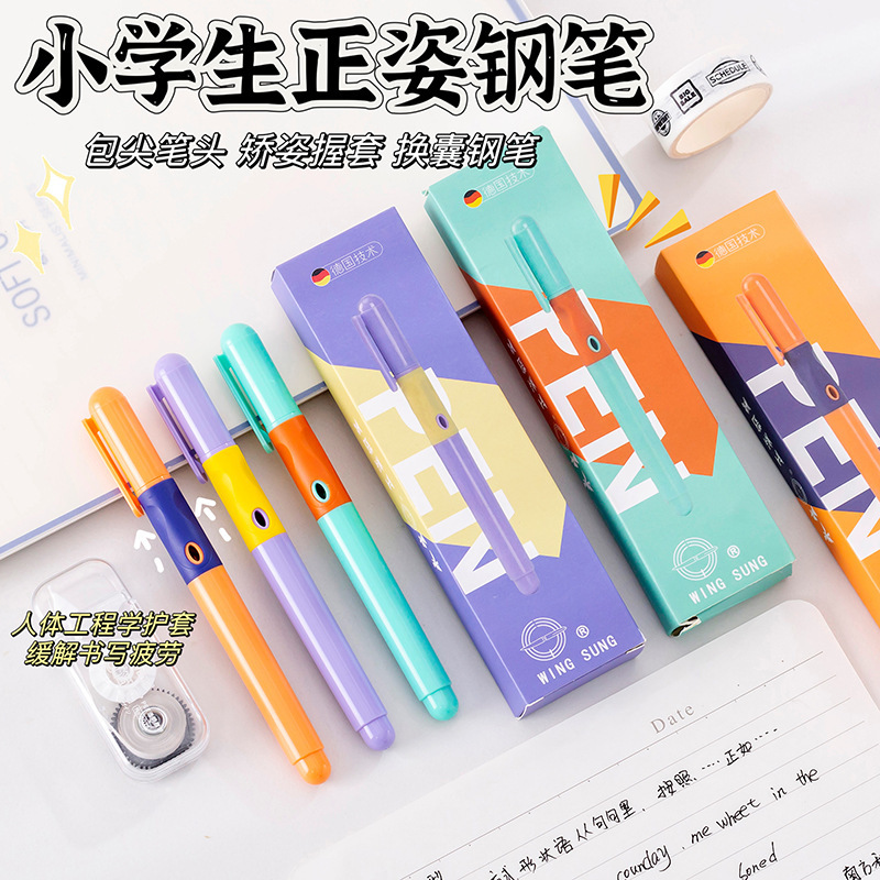 positive posture practice pen replaceable ink bag dual-use pen gift box student office stationery supplies signature pen wholesale