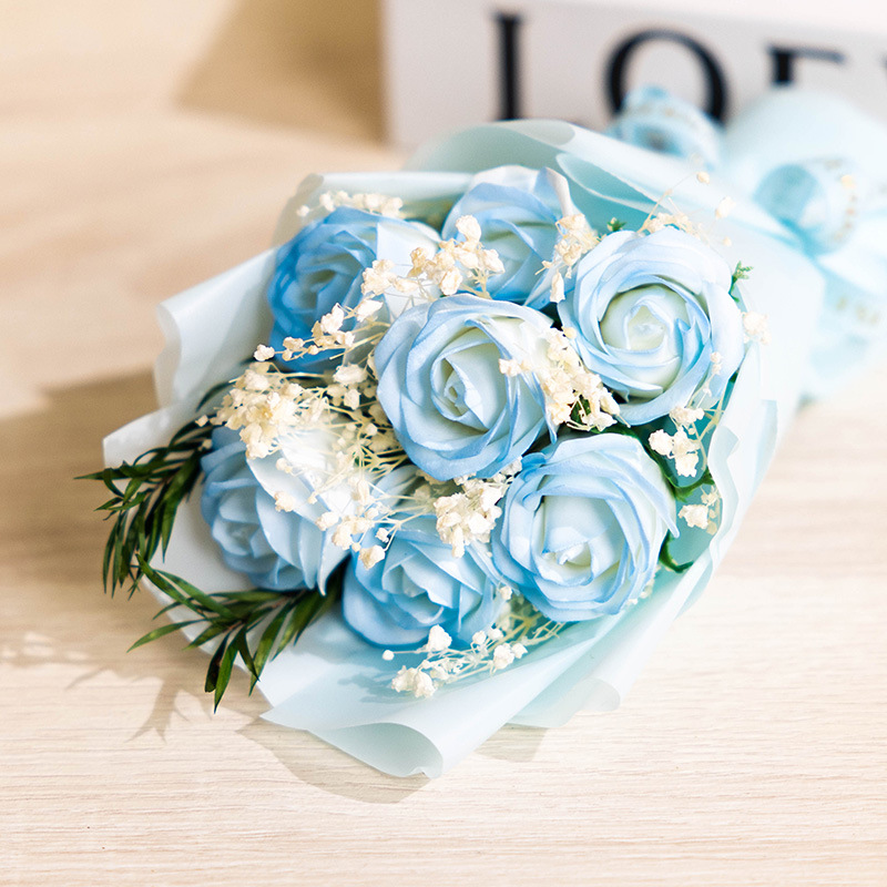 38 Th Festival New Ice Crushing Blue Soap Rose Starry Sky Dried Bouquet Gift for Boyfriend Or Girlfriend Wife Birthday Gift Wholesale