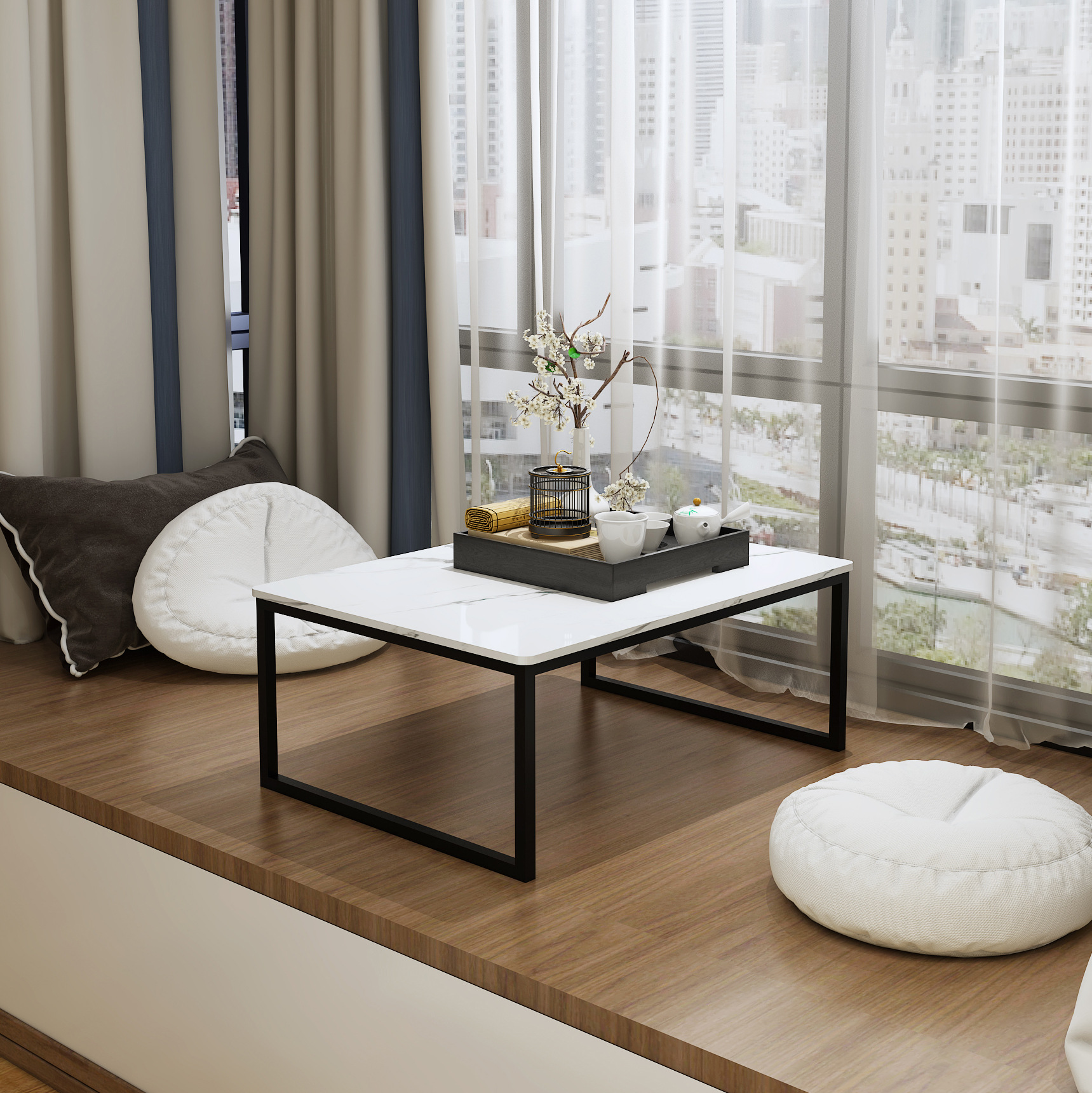 厂家批发北欧岩板小茶几大理石阳台飘窗小桌子卧室坐地日式简约榻