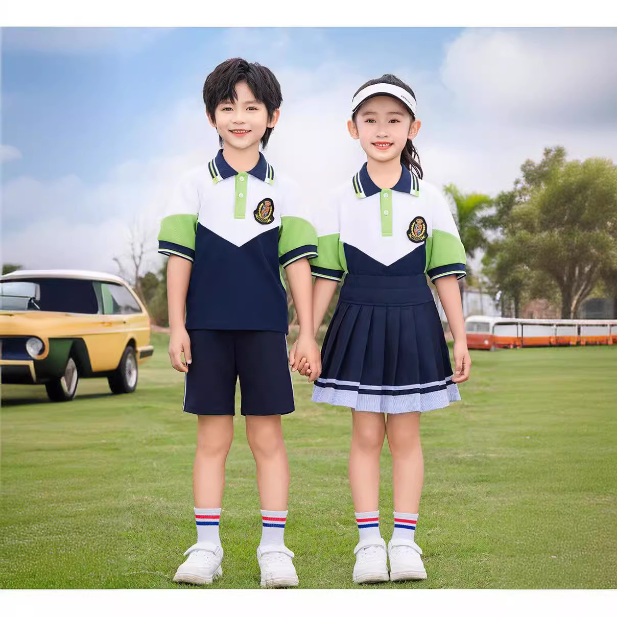 校服套装小学生幼儿园园服夏季短袖中学生儿童班服运动会服装新款